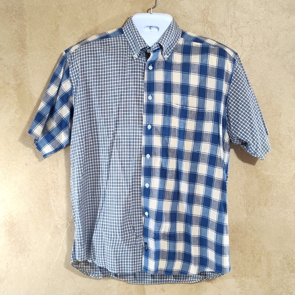 Dockers Men's Blue & White Short-Sleeve Button-Down Size M 100% Cotton Lot of 2 - Picture 7 of 16